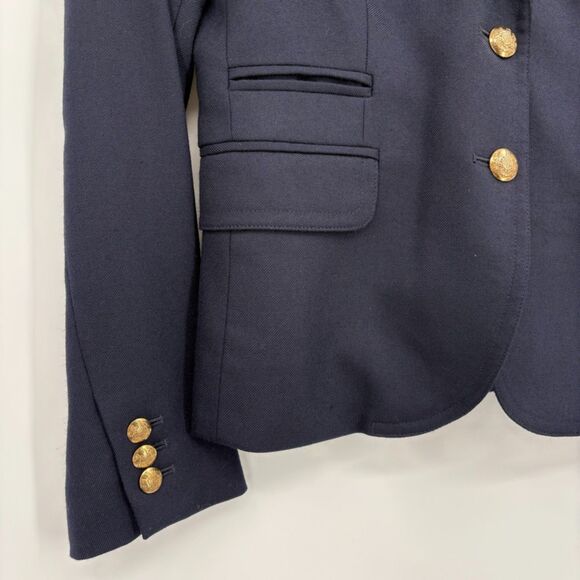 J. Crew Schoolboy Blazer in Navy, Size 2, Two Button Wool Old Money Preppy FLAWS - Picture 6 of 11